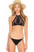 Floral Embroidery High Neck Tankini Swimsuit